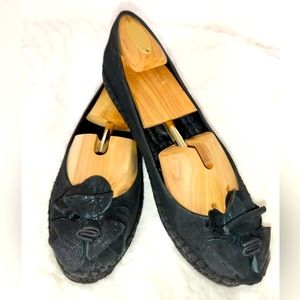 C💮 Donald J Pliner Flats Women's 9 Black Loafer Slip-On Shoes Maria Canvas